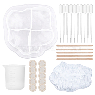 Gorgecraft DIY Ashtray Shape Making Kits, with Silicone Molds, Silicone 100ml Measuring Cup, Plastic Transfer Pipettes, Birch Wooden Craft Ice Cream Sticks, Latex Finger Cots, White, 27pcs/set(DIY-GF0002-66)