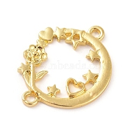 Zinc Alloy Open Back Bezel Links connectors, For DIY UV Resin, Epoxy Resin, Pressed Flower Jewelry, Ring with Star and Flower, Golden, 32.5x25x2mm, Hole: 2.8mm(PALLOY-WH0067-82)