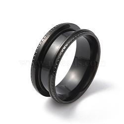 Stainless Steel Grooved Finger Ring for Women, Electrophoresis Black, US Size 7(17.3mm)(RJEW-WH0004-30B-EB)