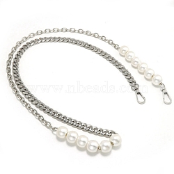 Imitation Pearl Handbag Twisted Chain Straps, with Alloy Clasps, for Handbag or Shoulder Bag Replacement, Platinum, 1200mm(PW-WG8BC1C-02)