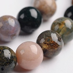 Round Natural Indian Agate Gemstone Bead Strands,  8mm, Hole: 1mm, about 48pcs/strand, 14.9 inches(G-J333-07-8mm)