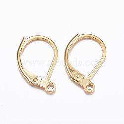 304 Stainless Steel Leverback Earring Findings, with Loop, Golden, 15.5x10x1.5mm, Hole: 1.5mm(X-STAS-P166-12G)