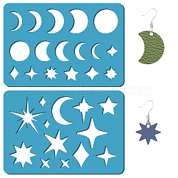 Acrylic Earring Handwork Template, Card Leather Cutting Stencils, Deep Sky Blue, Moon Pattern, 130x90x2mm, 2pcs/set(DIY-WH0359-052)