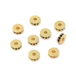 Rack Plating Brass Micro Pave Cubic Zirconia Beads, Long-Lasting Plated, Lead Free & Cadmium Free, Flat Round/Disc, Real 18K Gold Plated, Mixed Color, 6x2.3mm, Hole: 1.6mm(KK-F879-15G)