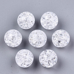 Transparent Crackle Acrylic Round Beads Strands, No Hole, Clear, 12mm(X-CCG-R002-12mm-01)