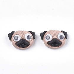 Resin Puppy Cabochons, Pug Dog, with Plastic, BurlyWood, 17x23.5x10mm(CRES-S363-28A)