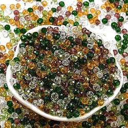Glass Beads, Faceted, Rondelle, Olive Drab, 4x3mm, Hole: 0.4mm, about 820pcs/60g(EGLA-A034-SM4mm-26)