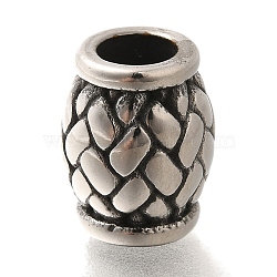 304 Stainless Steel European Beads, Large Hole Beads, Barrel, Antique Silver, 14x11.5mm, Hole: 6mm(STAS-G350-15AS)