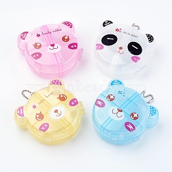 Plastic Jewelry Products, Travel Medicine Boxes, Bear, Mixed Color, 76x77x35mm, Inner Size: 43~66x29~31mm(X-CON-0651)