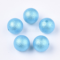 Acrylic Imitation Pearl Beads, Wrinkle/Textured, Round, Deep Sky Blue, 20x19mm, Hole: 2.5mm, about 110pcs/500g(OACR-T013-01A-01)