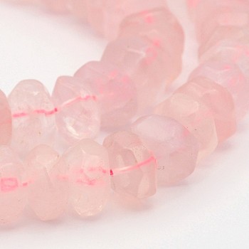 Natural Rose Quartz Faceted Rondelle Bead Strand, 14~17x6~9mm, Hole: 1mm, about 15.3 inch
