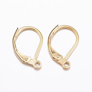 304 Stainless Steel Leverback Earring Findings, with Loop, Golden, 15.5x10x1.5mm, Hole: 1.5mm