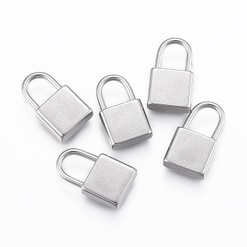 304 Stainless Steel Pendants, Padlock, Stainless Steel Color, 17.5x10x4mm, Hole: 7x5mm