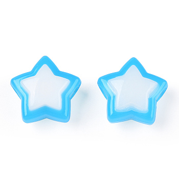 Two Tone Opaque Acrylic Beads, Imitation Jelly, Star, 17x18x10mm, Hole: 3.8mm, about 357pcs/500g