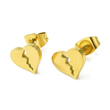 Thanksgiving Day Theme 304 Stainless Steel Stud Earrings, Heart, 10x8mm