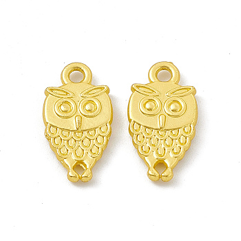 Rack Plating Alloy Connector Charms, Cadmium Free & Lead Free & Nickle Free, Owl Links, Matte Gold Color, 18.5x9.5x2.5mm, Hole: 1.2mm and 1.8mm