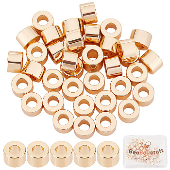 Long-Lasting Plated Brass Beads, Nickel Free, Column, Real 18K Gold Plated, 6x4mm, Hole: 3mm, 50pcs/box