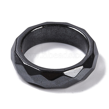 bague magnétique en hématite synthétique pour hommes et femmes(RJEW-A047-01C)-2