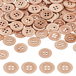 Flat Round Wood Buttons, 4-Hole, BurlyWood, 15x3.5mm, Hole: 1.8mm, 100pcs/set(DIY-LP0001-14A)