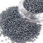 12/0 FGB Grade A Round Glass Seed Beads, Transparent Colours Lustered, Gray, 12/0, 2x1.5mm, Hole: 0.3mm(SEED-Q011-F526)