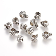Antique Silver Fruit Tibetan Style European Beads, Large Hole Pineapple Beads, Lead Free & Cadmium Free, 12x7x6mm, Hole: 5mm(X-MPDL-6527-AS-LF)