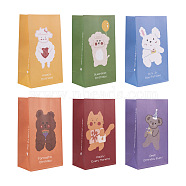 Magibeads 12Pcs 6 Style Rectangle Paper Bags, Animal Pattern with Stickers, Storage Bags, Wedding Party Birthday Gift Bag, Mixed Color, 26.7x15.1x9.7cm, 2pcs/style(CARB-MB0001-05)