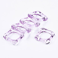 Transparent Acrylic Finger Rings, Square, Orchid, US Size 7 1/2(17.7mm)(RJEW-T010-03E)