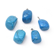 Natural Howlite Pendants, Dyed & Heated, with Platinum Tone Brass Findings, Nuggets, 23~30x13~22x12~20mm, Hole: 5x3mm(G-k302-B14)