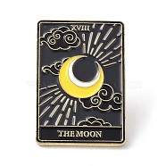 Fashion Tarot Card Enamel Pin, Alloy Enamel Brooch, Golden, The Moon XVIII, 30.5x21x10mm, Pin: 1mm(JEWB-P008-J01)