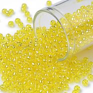 TOHO Round Seed Beads, Japanese Seed Beads, (102) Citrine Yellow Transparent Luster, 8/0, 3mm, Hole: 1mm, about 222pcs/10g(X-SEED-TR08-0102)