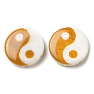 Printed Natural Freshwater Shell Beads, Yin Yang Flat Round Beads, Dark Orange, 15x3~3.5mm, Hole: 0.7mm(SHEL-R129-07C-05)