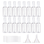 BENECREAT 60ml Transparent PET Plastic Refillable Spray Bottle, for Perfume, Essential Oil, with PP Plastic Funnel Hopper and PE Plastic Dropper, Clear, Bottle: 12x3.6cm, Capacity: 60ml, hopper: 3.7x0.6~3.7cm, Dropper: 15x0.25~1.2cm, 32pcs/set(MRMJ-BC0001-51)