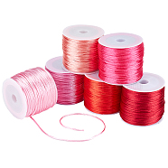 Elite 5 rolls 5 colors Nylon Rattail Satin Cord, Beading String, for Chinese Knotting, Jewelry Making, Mixed Color, 1mm, about 32.8 yards(30m)/roll, 1 roll/color(NWIR-PH0002-09B-02)
