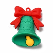 Christmas PVC Plastic Pendants, Christmas Bell, Sea Green, 48x39x16mm, Hole: 3mm(KY-C009-25)