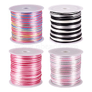 Pandahall 4 Rolls 4 Colors Segment Dyed Nylon Thread Cord, Rattail Satin Cord, for DIY Jewelry Making, Chinese Knot, Mixed Color, 1mm, about 50 yards/roll, 1 roll/color(NWIR-TA0001-07)