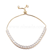 Cubic Zirconia Classic Tennis Bracelet for Women, Sparkling Slider Bracelets with Brass Findings, Lead Free & Cadmium, Real 18K Gold Plated, Inner Diameter: 1-3/8~3-1/8 inch(3.5~8cm)(BJEW-F417-02G-RS)
