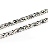 304 Stainless Steel Wheat Chains, Foxtail Chain, Unwelded, Stainless Steel Color, 6x4x1mm(CHS-L001-30-4mm)