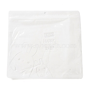 Rectangle Plastic Packaging Zip Lock Bags, Rabbit Print Top Self Seal Pouches, White, 24.8x26x0.01~0.15cm, Unilateral Thickness: 2.5 Mil(0.065mm)(OPP-D004-03B)