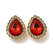 Acrylic Rhinetsone Cabochons, with ABS Plastic, Teardrop, Red, 19x15x6mm(FIND-C054-02G-02)