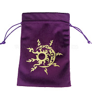 Velvet Tarot Cards Storage Bags, Tarot Desk Storage Holder, Purple, Sun Pattern, 18x13cm(ZODI-PW0002-01A-02)