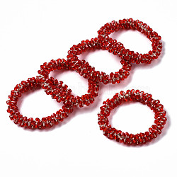 Faceted Transparent Glass Beads Stretch Bracelets, Torsade Bracelets, Bicone, Red, Inner Diameter: 1-5/8 inch(4cm)(BJEW-S144-001F-02)