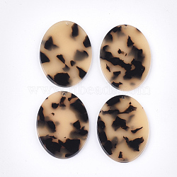 Cellulose Acetate(Resin) Pendants, Oval, PapayaWhip, 45x32x3mm, Hole: 1.5mm(X-KY-T011-18C-01)