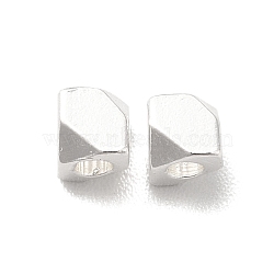 Brass Bead, Lead Free & Cadmium Free, Nuggets, 925 Sterling Silver Plated, 3x3x3mm, Hole: 1mm(KK-H442-38A-S)
