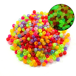 Plastic Beads, Luminous Beads, Rondelle, Mixed Color, 9x6mm, Hole: 3.5mm, about 500pcs/bag(KY-YW0001-07)