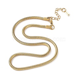 Ion Plating(IP) 304 Stainless Steel Round Snake Chain Necklace, Real 18K Gold Plated, 15.87 inch(40.3cm)(NJEW-D045-13G)