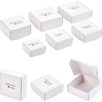 BENECREAT 24Pcs 6 Styles Paper with PVC Candy Boxes, with Square Window, for Bakery Box, Baby Shower Gift Box, Square, White, 4pcs/style
