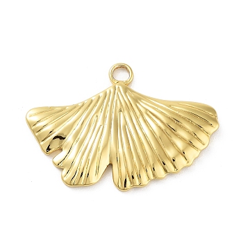 Ion Plating(IP) 304 Stainless Steel Pendants, Ginkgo Leaf Charm, Real 18K Gold Plated, 21x30x2mm, Hole: 2.5mm