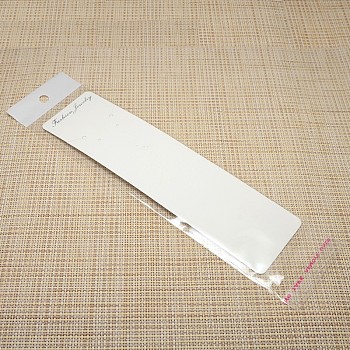 Rectangle Necklace Display Sets Cardboard Paper Cards and Self Adhesive Cellophane Bags, White, 275x65mm