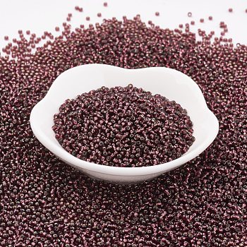 (Toho code TR-11-26C) TOHO Japanese Seed Beads, Round, 11/0, (26C) Silver Lined Amethyst, 2x1.5mm, Hole: 0.5mm, about 933pcs/10g