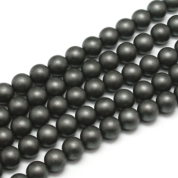 Frosted Non-magnetic Synthetic Hematite Round Bead Strands, Grade AA, 4mm, Hole: 0.8mm, about 100pcs/strand, 16 inch